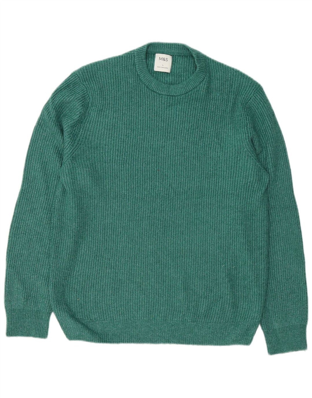Marks & Spencer Mens Crew Neck Jumper Sweater Large Green Polyamide