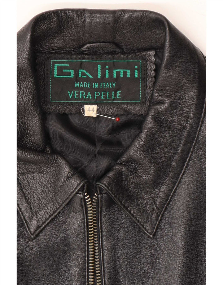 Vintage Womens Bomber Leather Jacket IT 44 Medium Black