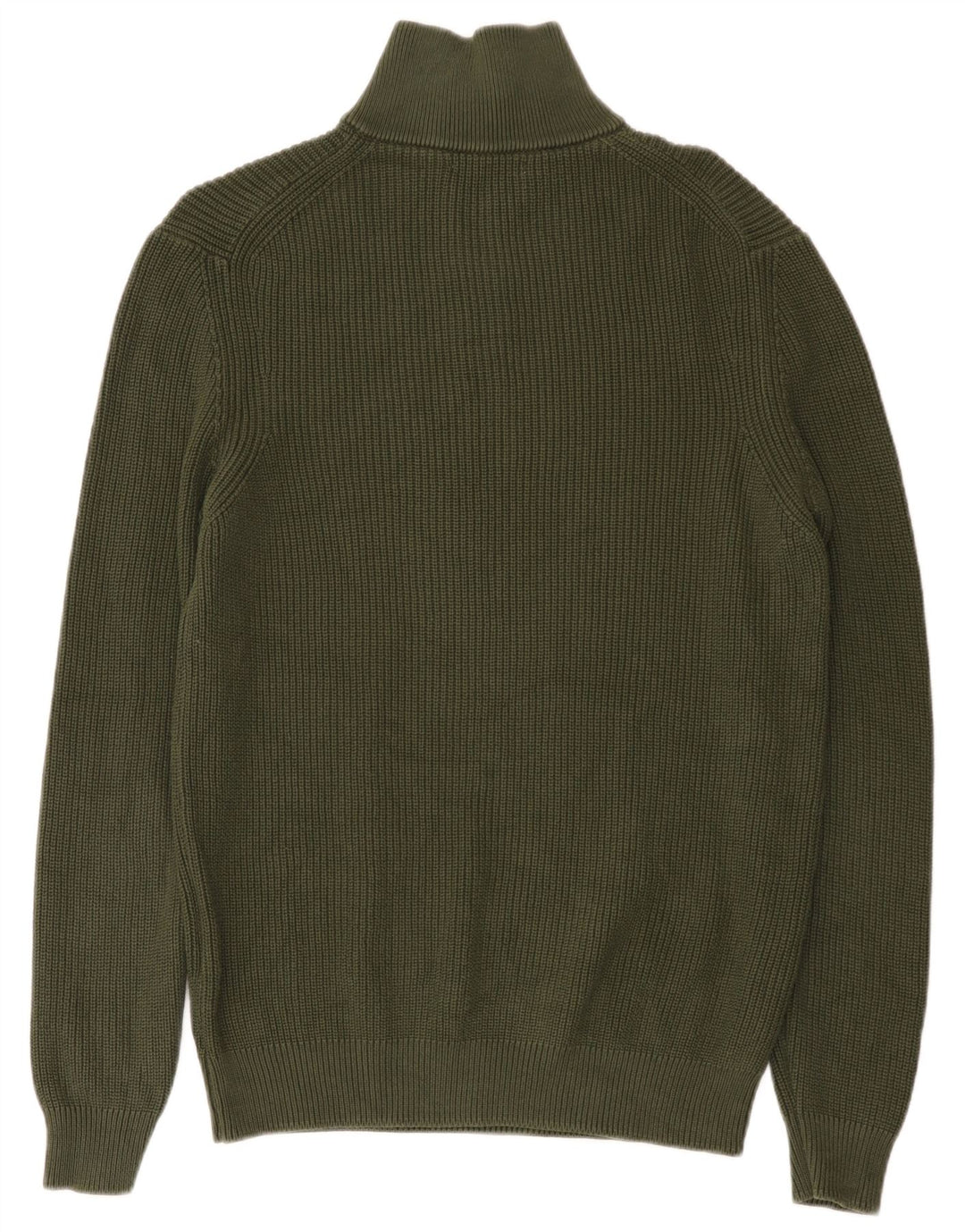 ZARA Mens Zip Neck Jumper Sweater Large Green Cotton