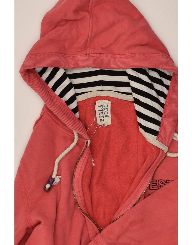 BILLABONG Womens Graphic Zip Hoodie Sweater UK 14 Medium Red Cotton | Vintage Billabong | Thrift | Second-Hand Billabong | Used Clothing | Messina Hembry 