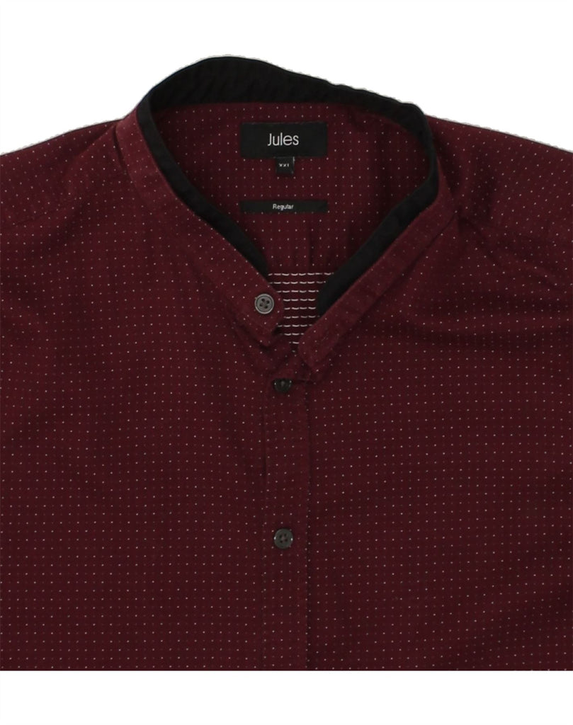 JULES Mens Regular Fit Shirt 2XL Maroon Spotted Cotton | Vintage Jules | Thrift | Second-Hand Jules | Used Clothing | Messina Hembry 