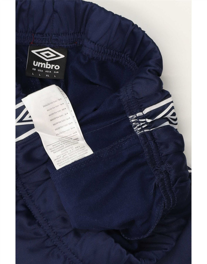 Umbro Mens Graphic Tracksuit Trousers Large  Navy Blue Geometric Polyester