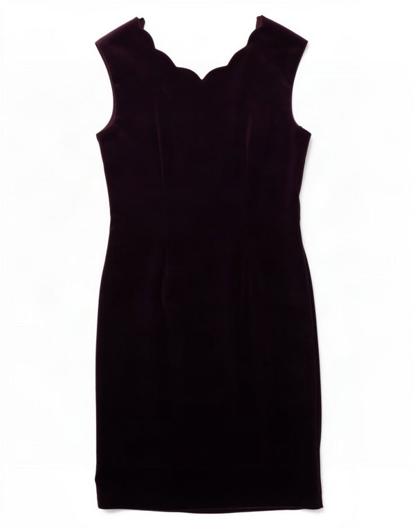 J. Taylor Womens Velvet Sleeveless Sheath Dress UK 14 Medium Purple Cotton