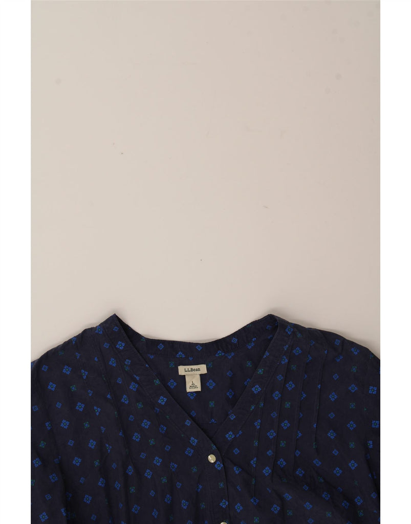 L.L.BEAN Womens Shirt Blouse UK 16 Large Navy Blue Floral Tencel Vintage L.L.Bean and Second-Hand L.L.Bean from Messina Hembry 