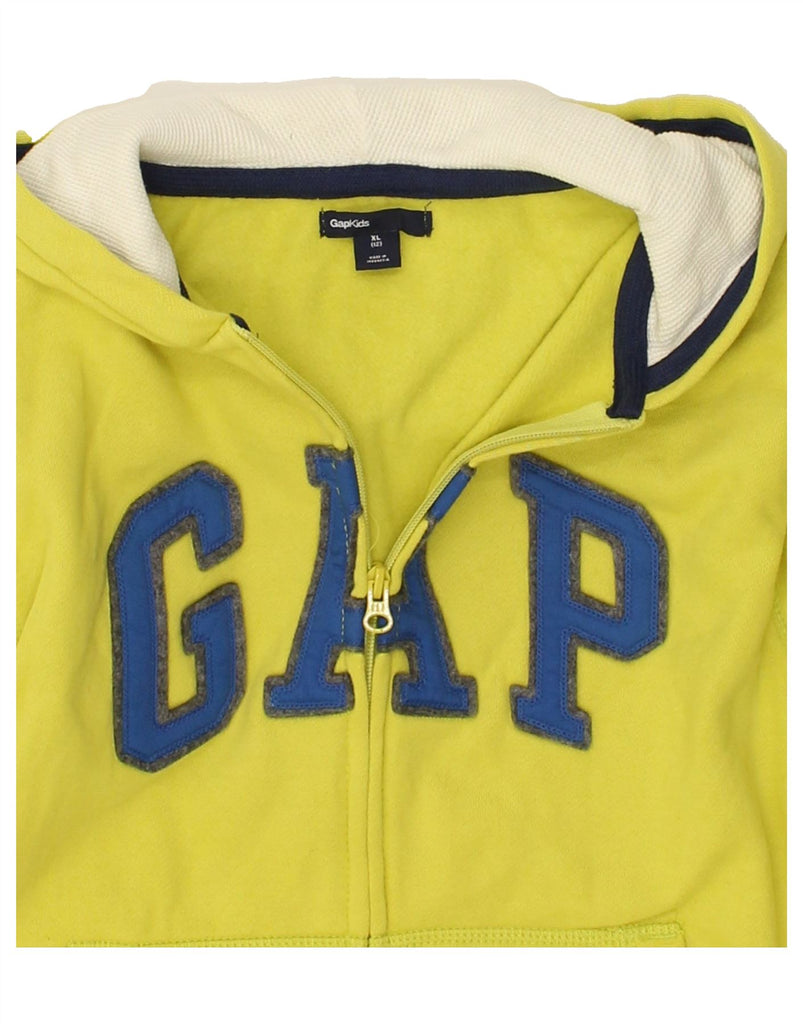 GAP Boys Graphic Zip Hoodie Sweater 11-12 Years Yellow Cotton | Vintage Gap | Thrift | Second-Hand Gap | Used Clothing | Messina Hembry 