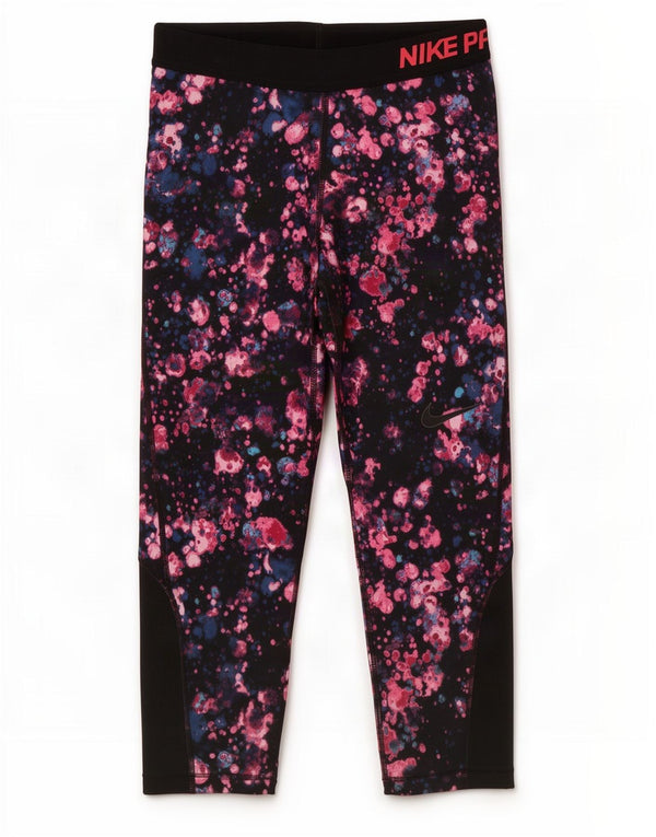 Nike Womens Dri Fit Graphic Capri Leggings UK 8 Small Red Tie Dye Polyester