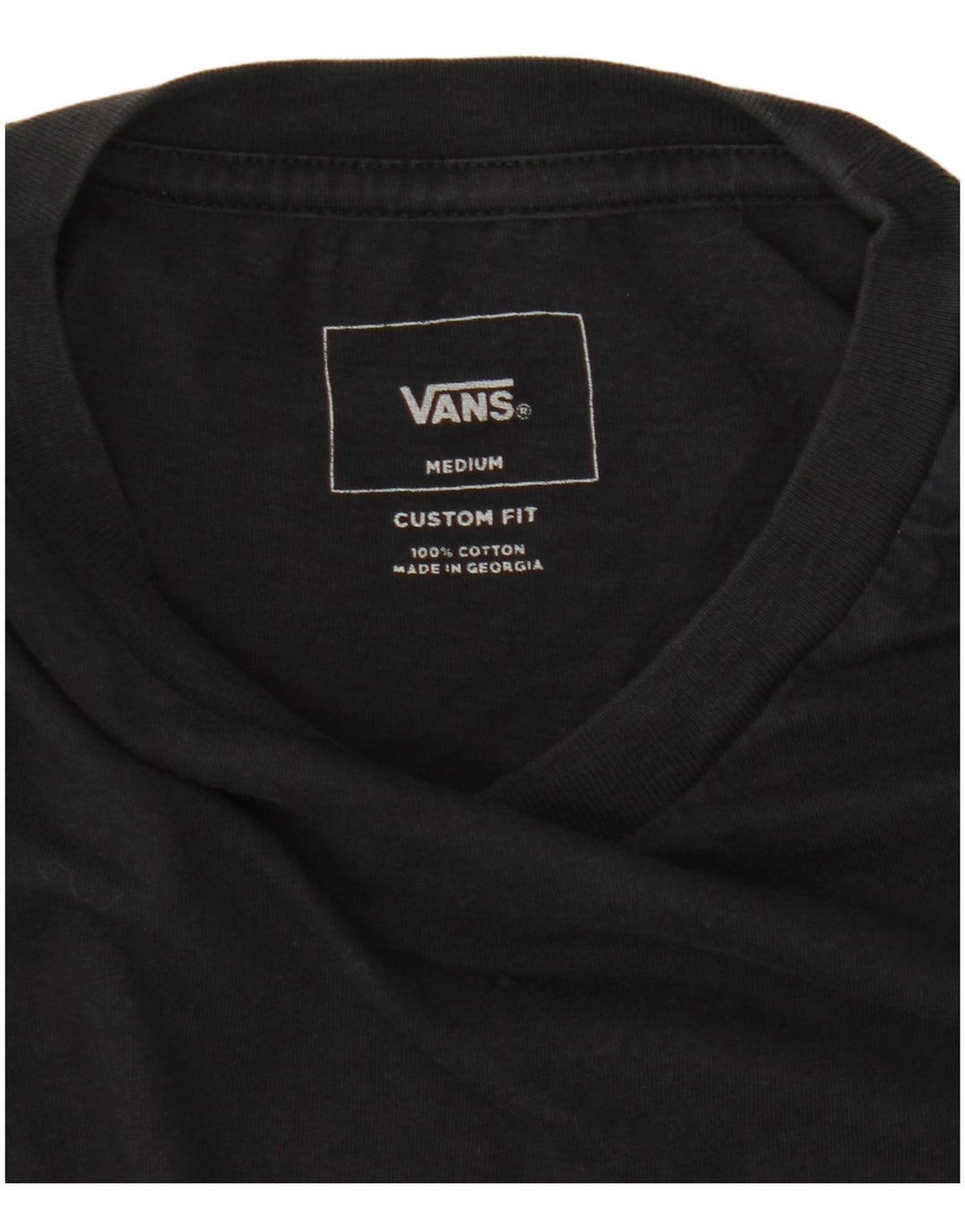 Vans Mens Custom Fit T-Shirt Top Medium Black Cotton