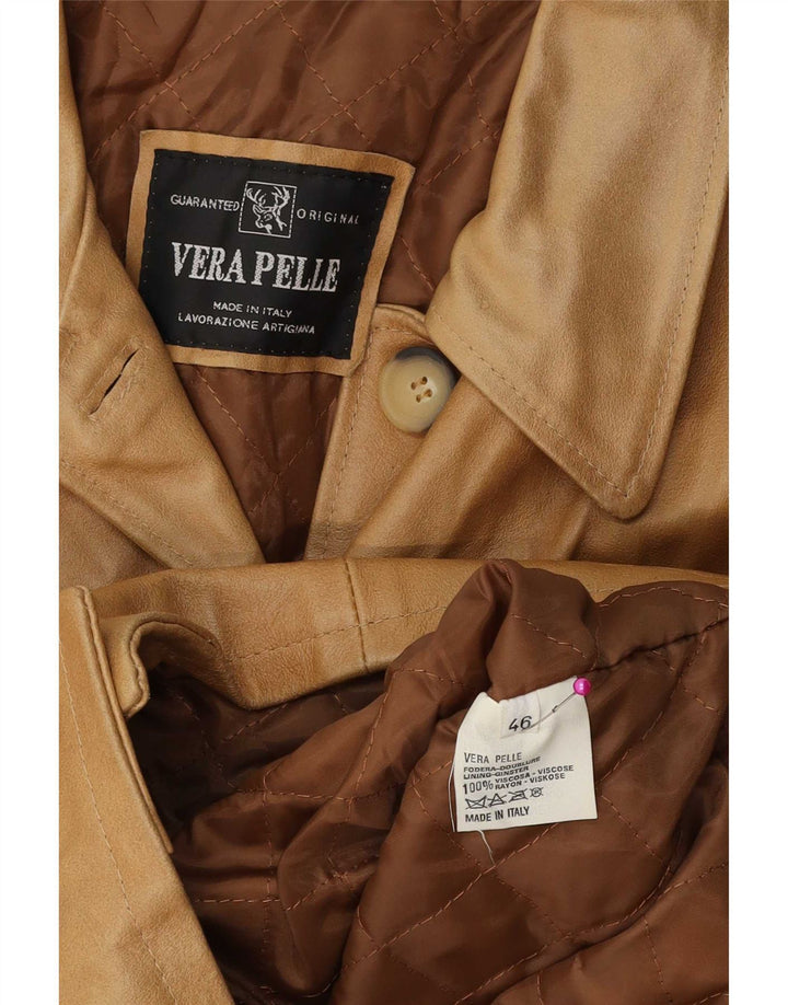 Vintage Womens 5 Button Leather Blazer Jacket IT 46 Large Brown