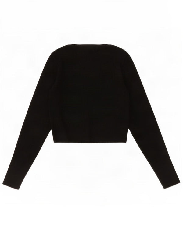 Zara Womens Crop Boat Neck Jumper Sweater UK 12 Medium Black