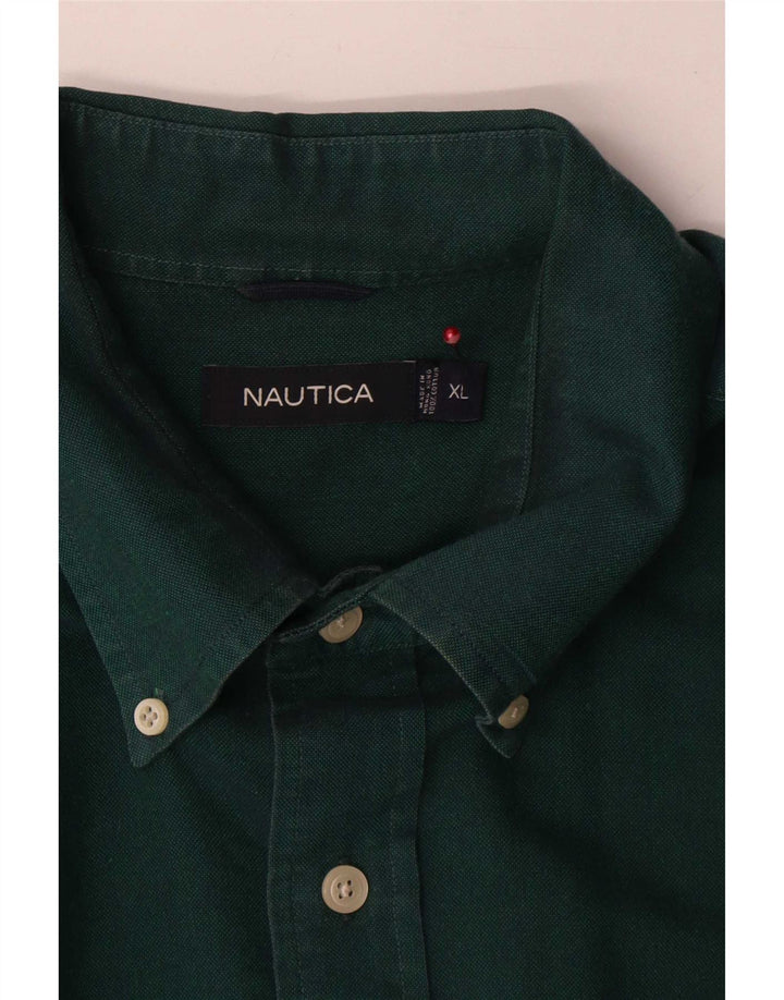Nautica Mens Shirt XL Green Cotton