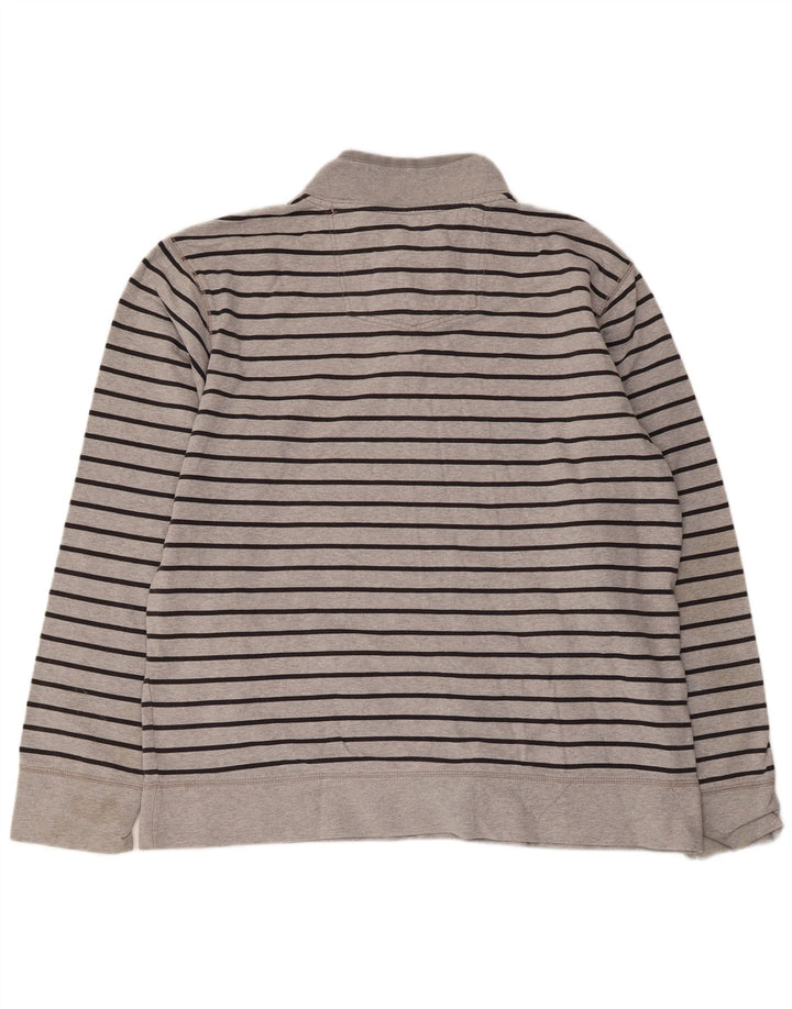 Fat Face Mens Zip Neck Sweatshirt Jumper XL Grey Striped Cotton