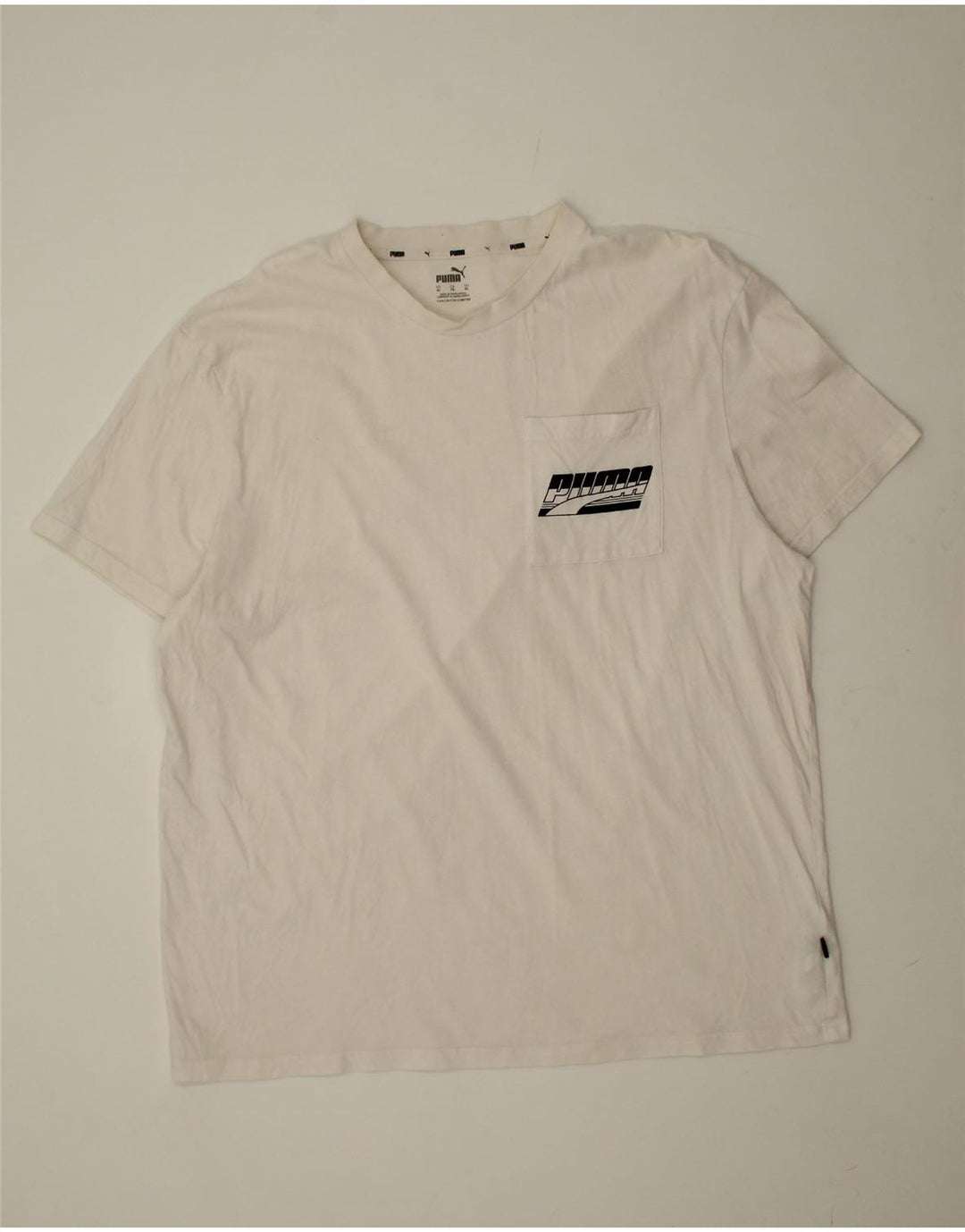 PUMA Mens Graphic T-Shirt Top XL White Cotton Vintage Puma and Second-Hand Puma from Messina Hembry 