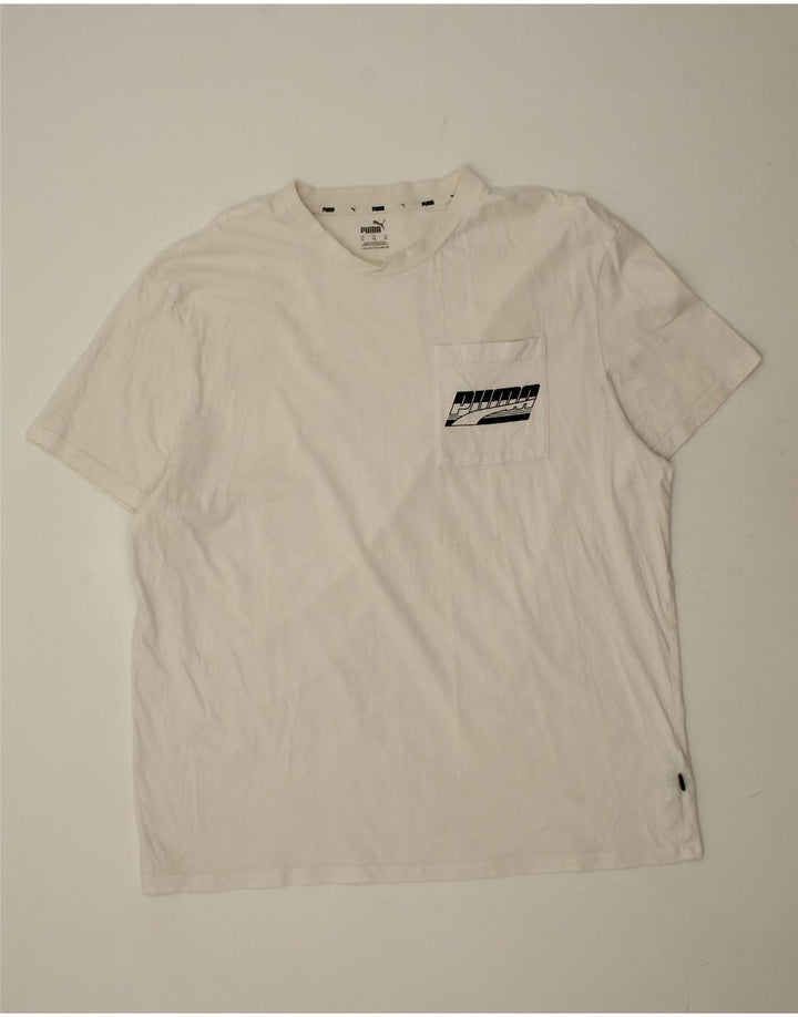 PUMA Mens Graphic T-Shirt Top XL White Cotton Vintage Puma and Second-Hand Puma from Messina Hembry 