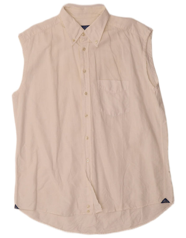 Best Company Mens Sleeveless Shirt XL White Linen