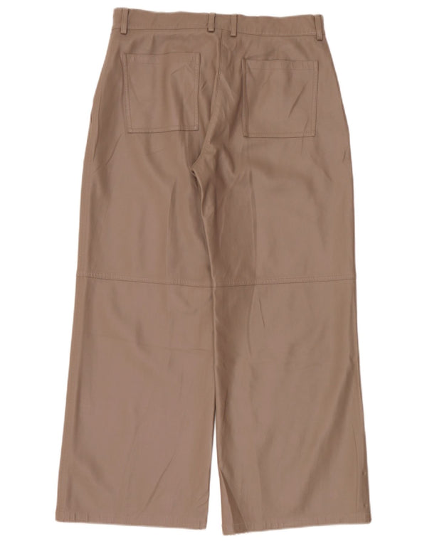 Vintage Womens Wide Leg Leather Trousers W30 L27 Brown