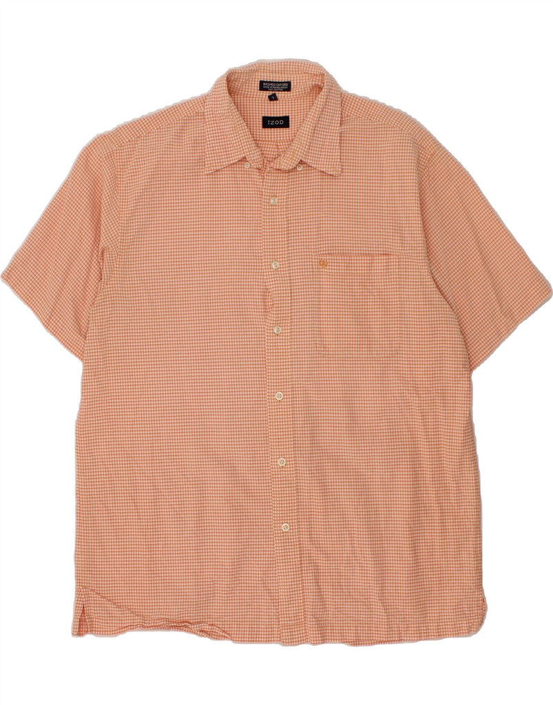IZOD Mens Short Sleeve Shirt Large Orange Check Cotton Vintage Izod and Second-Hand Izod from Messina Hembry 