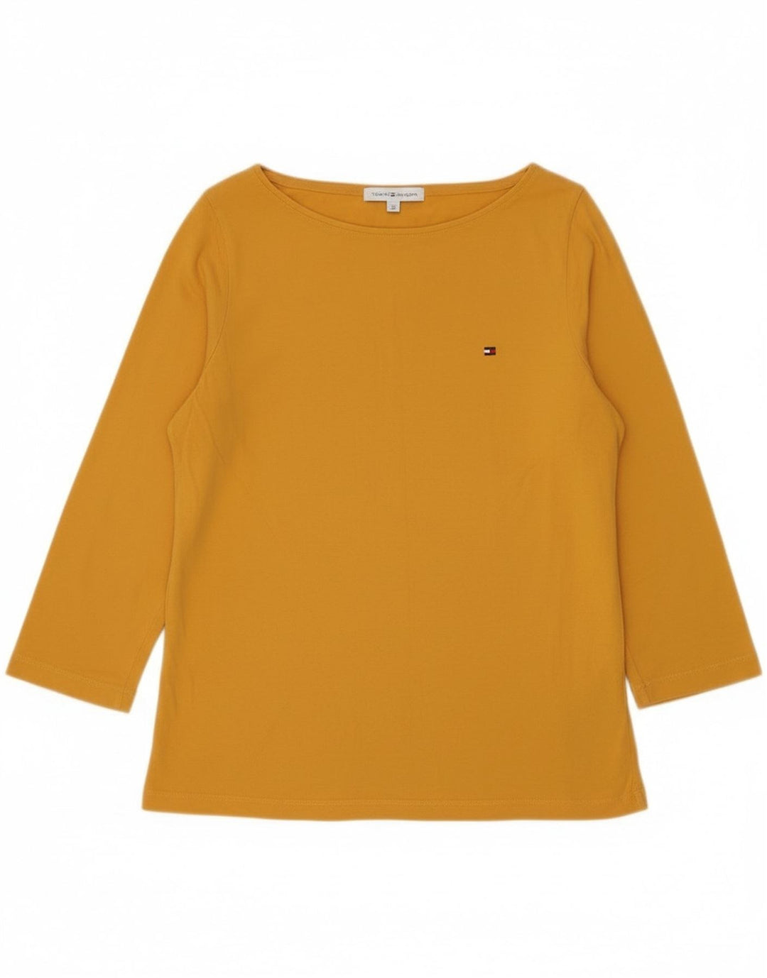 Tommy Hilfiger Womens Top 3/4 Sleeve UK 14 Medium Yellow Cotton