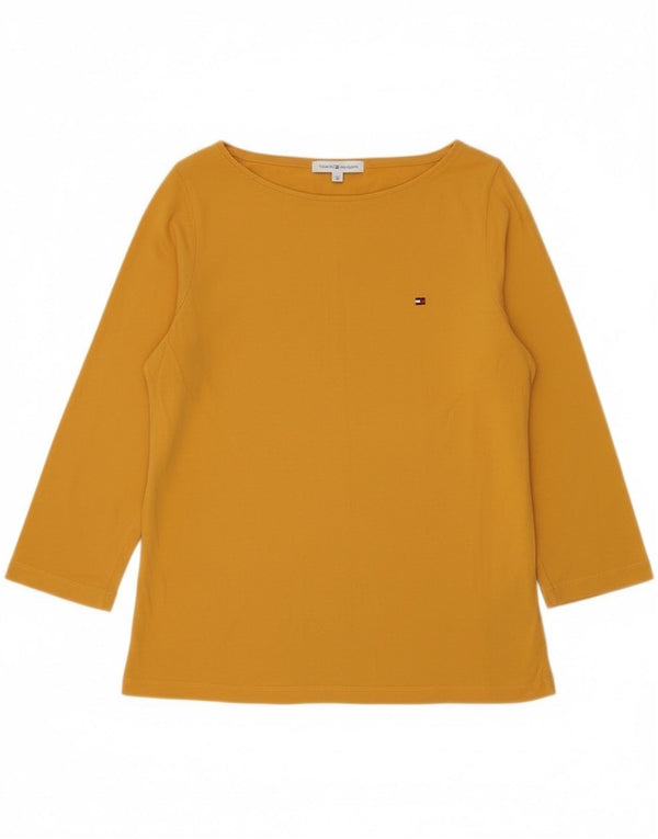 Tommy Hilfiger Womens Top 3/4 Sleeve UK 14 Medium Yellow Cotton