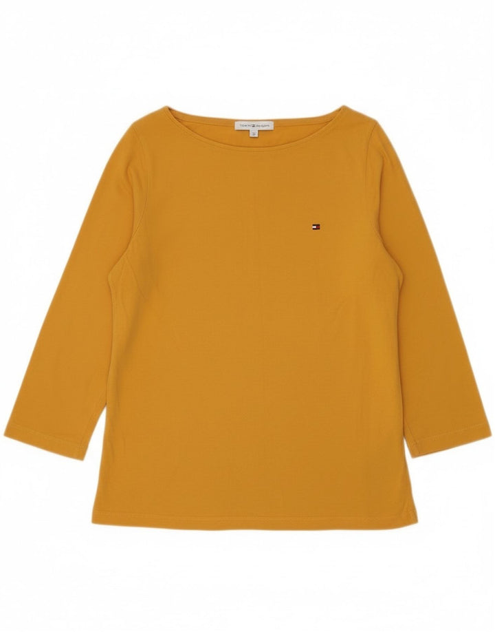 Tommy Hilfiger Womens Top 3/4 Sleeve UK 14 Medium Yellow Cotton