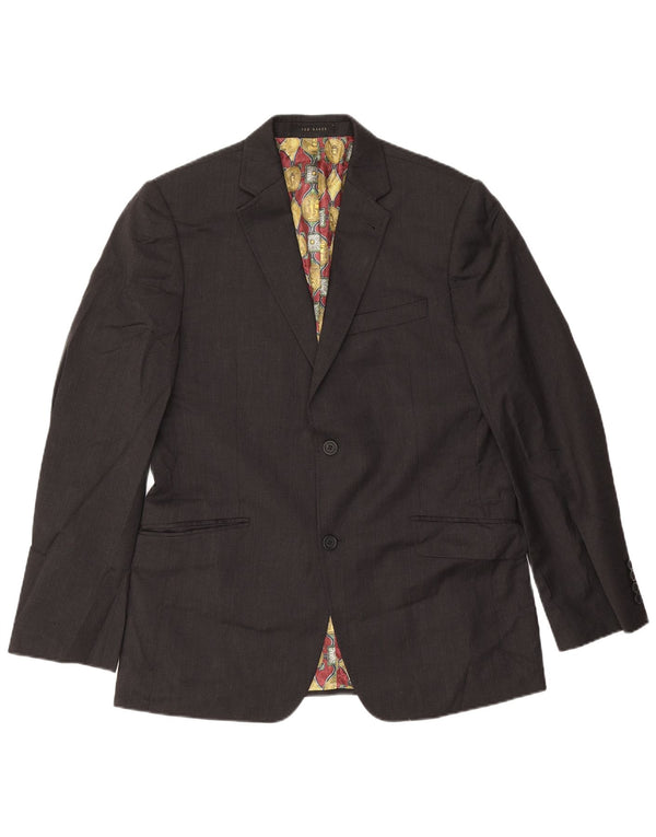 Ted Baker Mens 2 Button 2 Piece Suit UK 40 Large W34 L31 Grey Wool