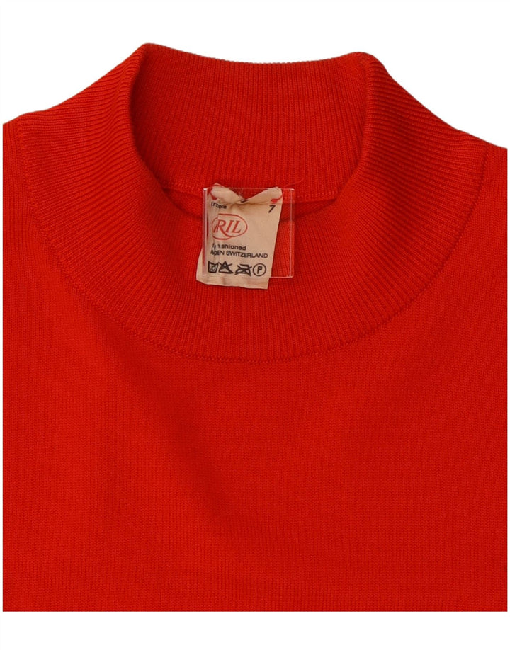 Vintage Womens Turtle Neck Jumper Sweater UK 14 Medium Red Polyester