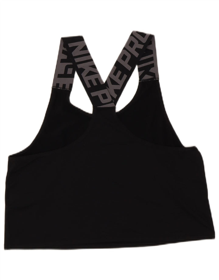 Nike Womens Dri Fit Sport Bra Graphic Vest Top UK 14 Medium Black Polyester