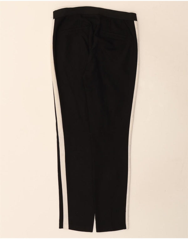 Zara Womens Slim Casual Trousers Small W26 L27 Black Colourblock Cotton