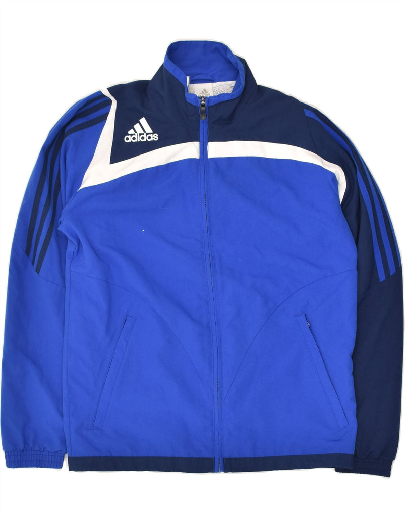 ADIDAS Boys Tracksuit Top Jacket 13-14 Years Blue Colourblock Polyester | Vintage Adidas | Thrift | Second-Hand Adidas | Used Clothing | Messina Hembry 