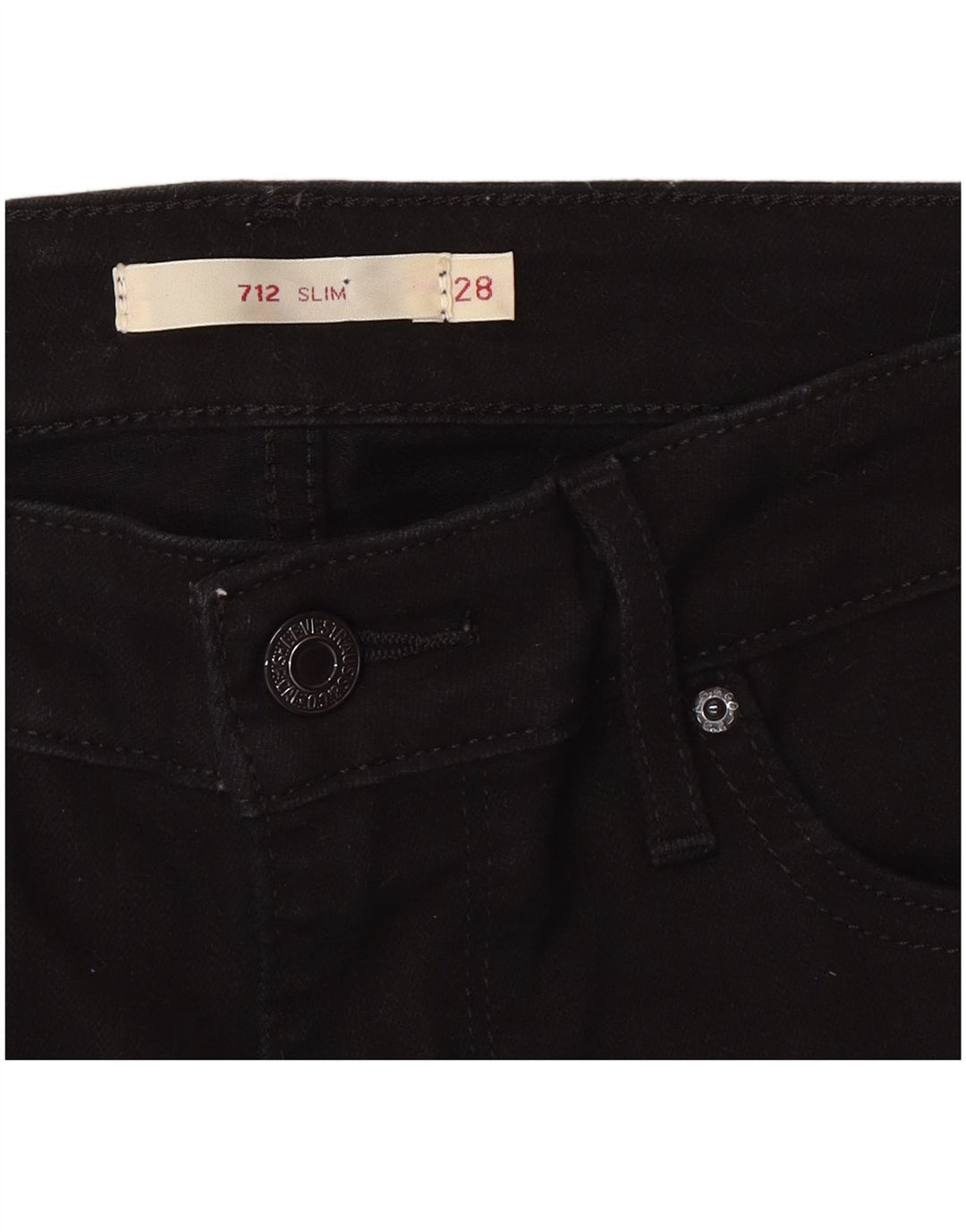 Levi's Womens 712 Slim Jeans W28 L30 Black Cotton