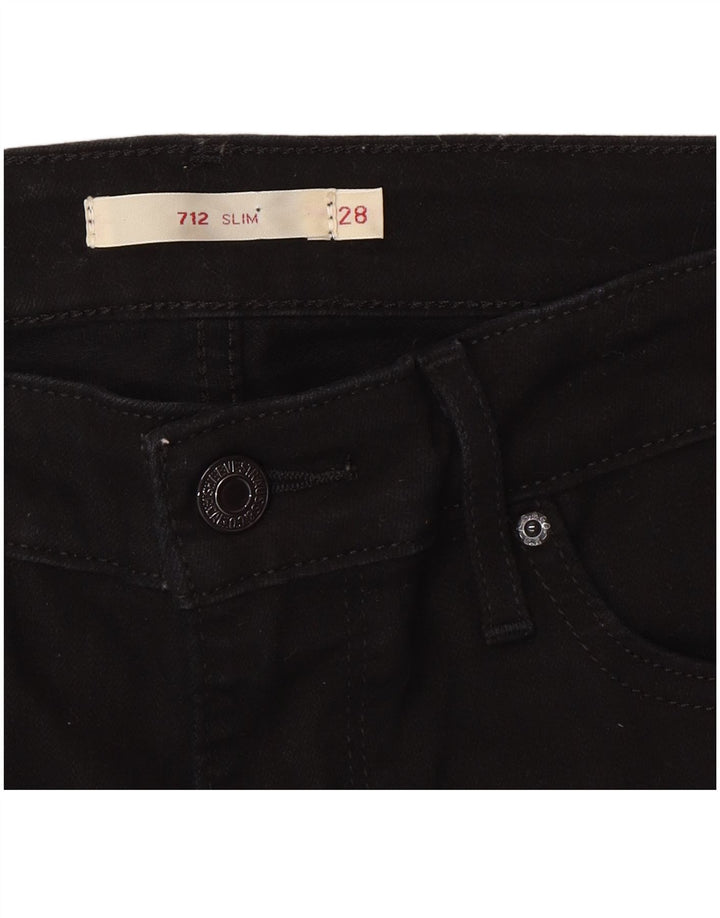 Levi's Womens 712 Slim Jeans W28 L30 Black Cotton
