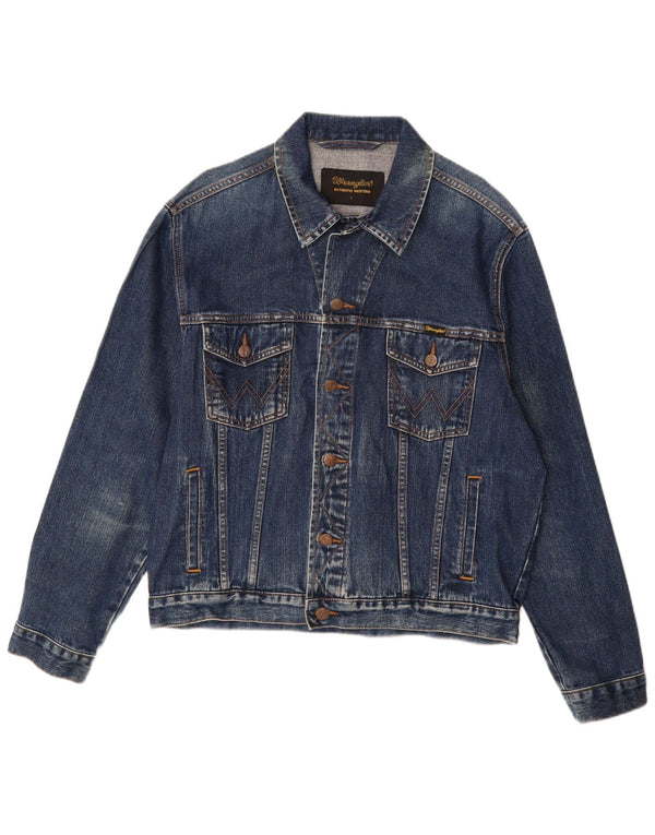 Wrangler Mens Denim Jacket UK 40 Large Navy Blue Cotton