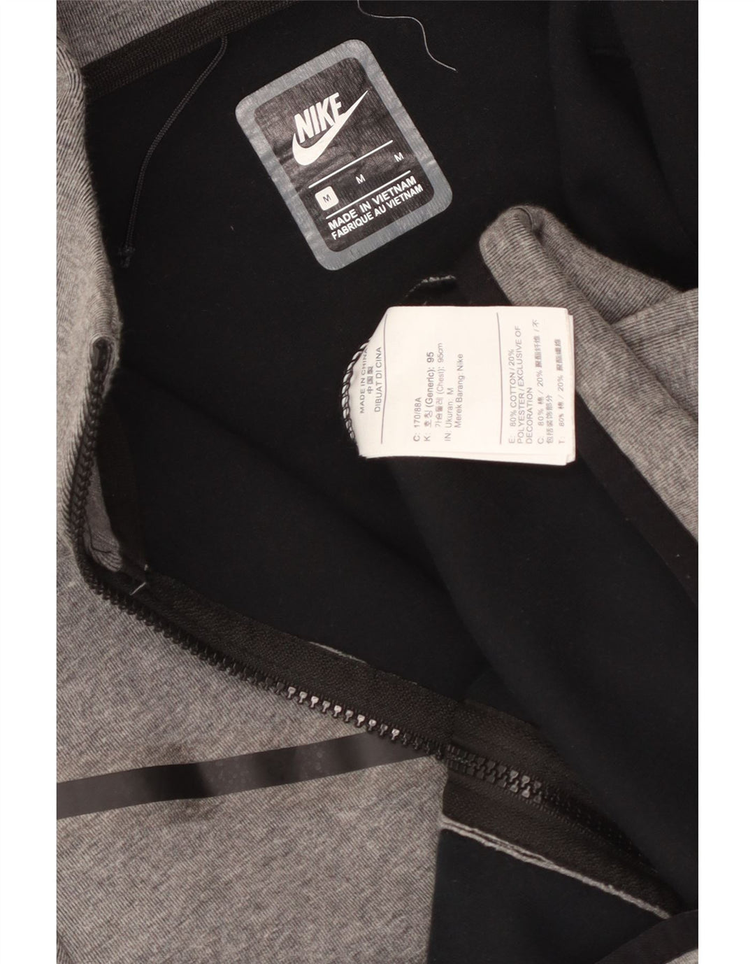 Nike Mens Zip Hoodie Sweater Medium Grey Cotton