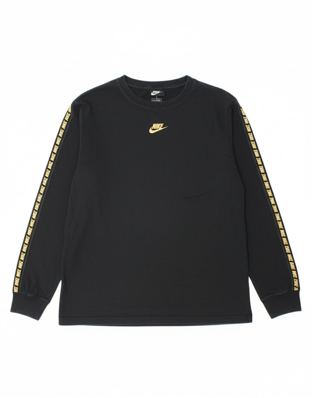 NIKE Mens Graphic Top Long Sleeve Medium Black Cotton