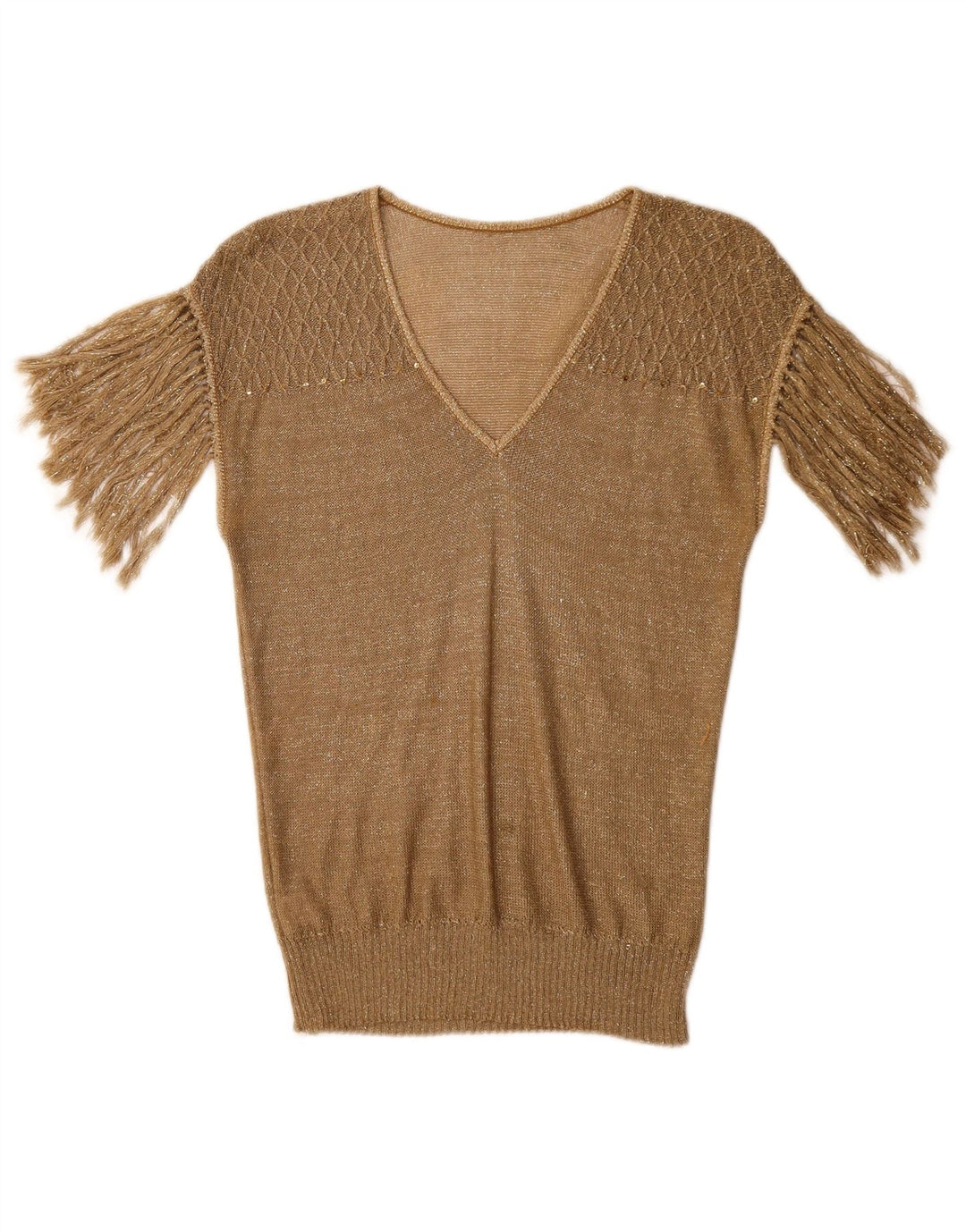 Vintage Womens Blouse Top UK 10 Small Gold