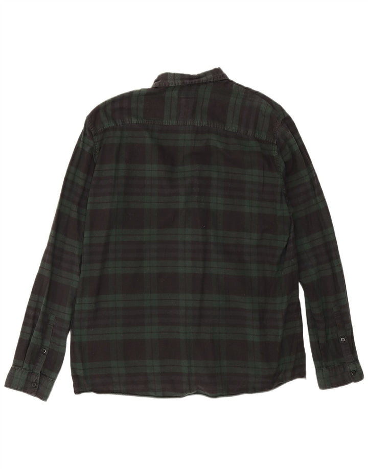 Cos Mens Flannel Shirt Large Green Check Cotton
