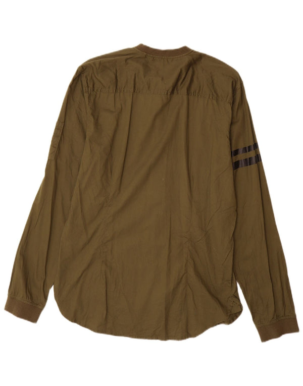 BLACK SQUAD Mens Slim Fit Shirt Medium Khaki