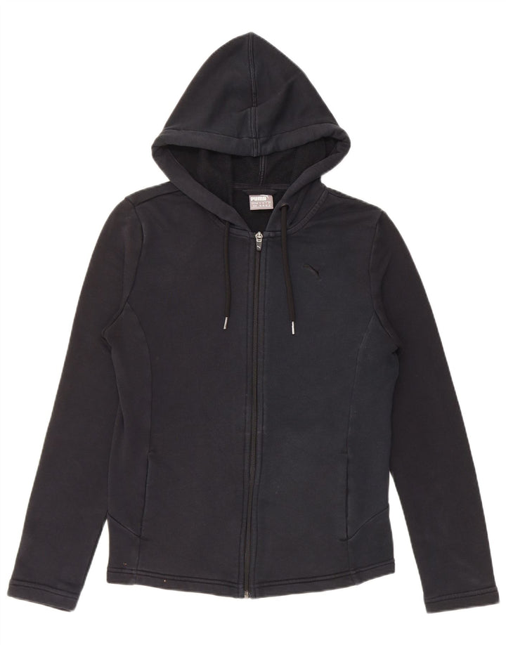 Puma Womens Zip Hoodie Sweater UK 12 Medium Black Cotton