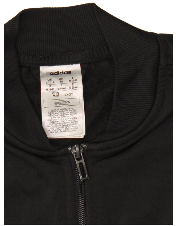 Adidas Womens Tracksuit Top Jacket UK 12/14 Medium Black Polyester