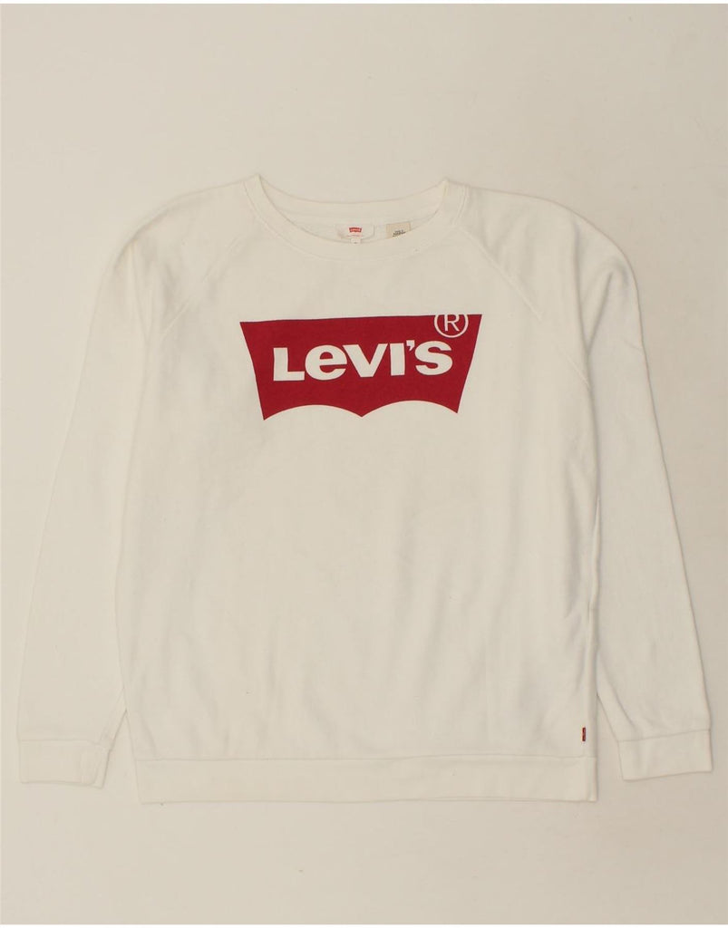 LEVI'S Mens Graphic Sweatshirt Jumper Medium White Cotton | Vintage Levi's | Thrift | Second-Hand Levi's | Used Clothing | Messina Hembry 