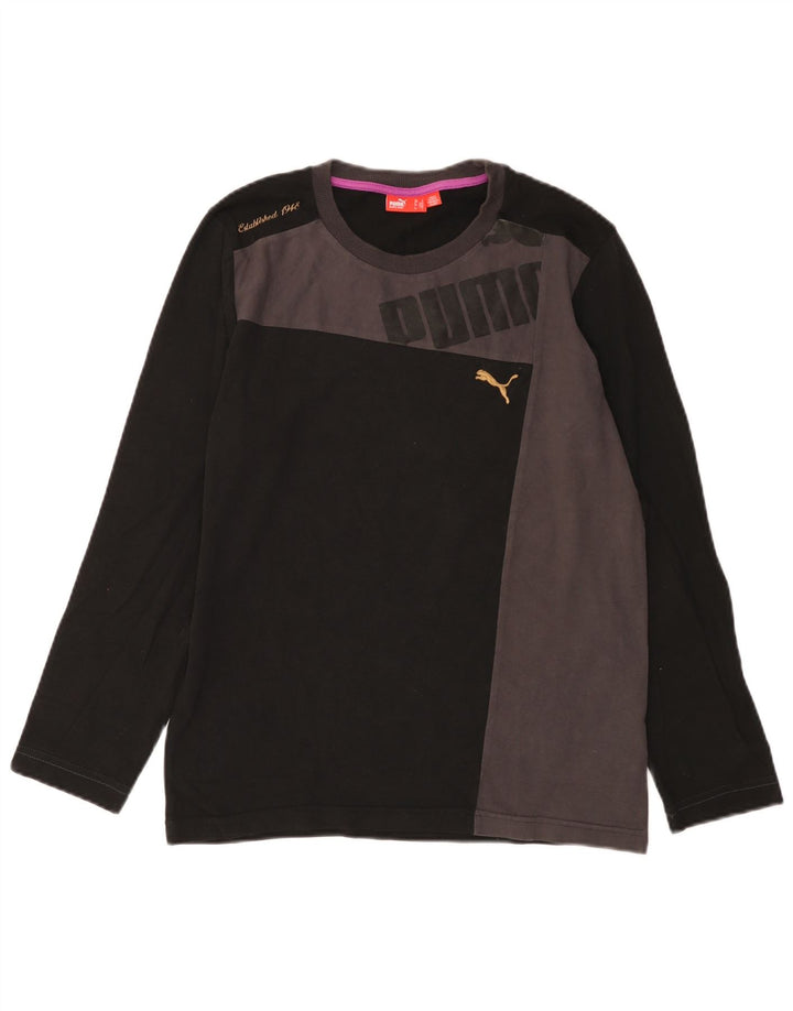 Puma Mens Graphic Top Long Sleeve Small Black Colourblock Cotton