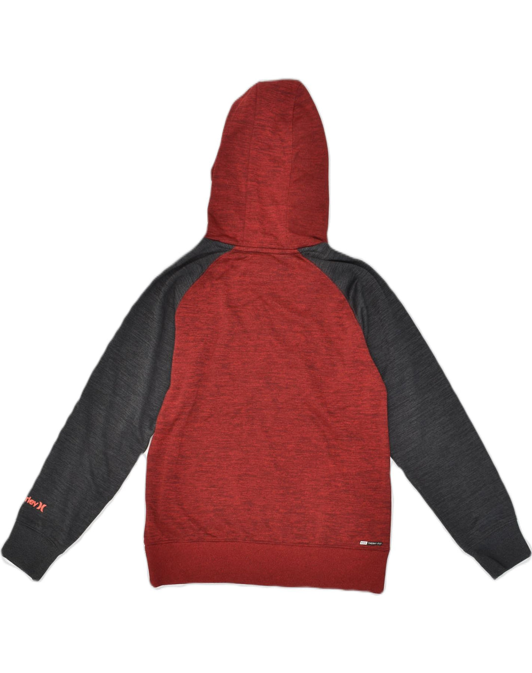HURLEY Womens Graphic Hoodie Jumper UK 14 Large Red Colourblock | Vintage Hurley | Thrift | Second-Hand Hurley | Used Clothing | Messina Hembry 