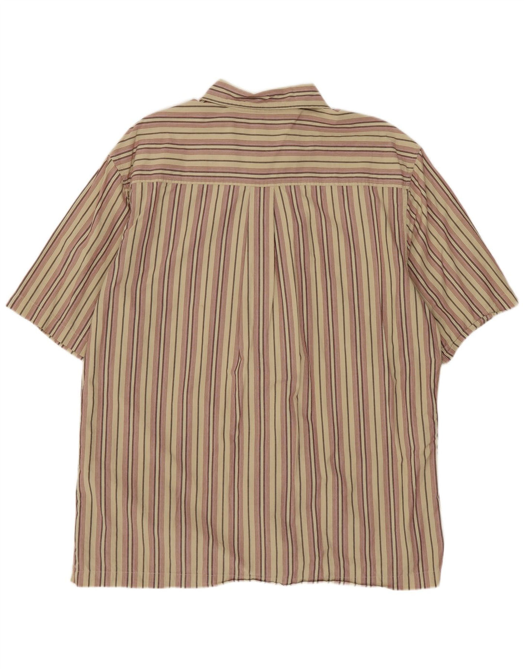 TIMBERLAND Mens Short Sleeve Shirt Large Beige Striped Cotton