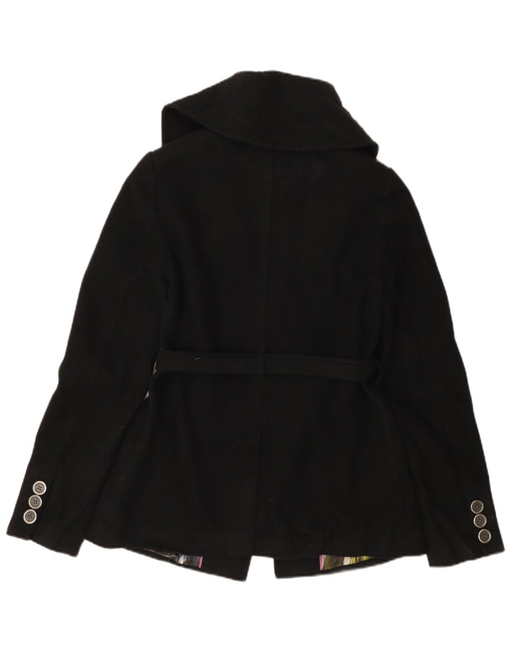 TED BAKER Womens Trench Coat Size 2 Small Black Wool