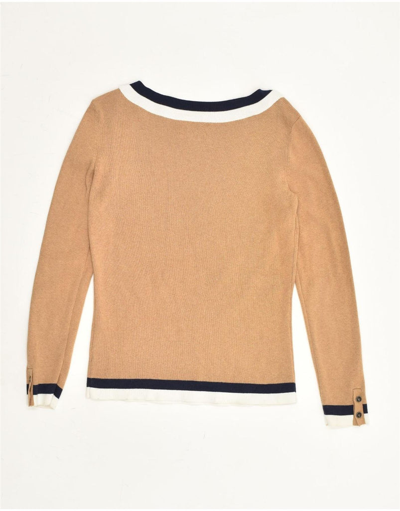 TOMMY HILFIGER Womens Boat Neck Jumper Sweater UK 10 Small Brown Cotton | Vintage Tommy Hilfiger | Thrift | Second-Hand Tommy Hilfiger | Used Clothing | Messina Hembry 