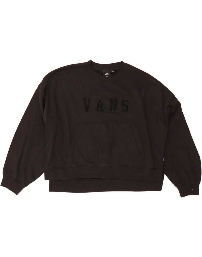 VANS Womens Oversized Crop Graphic Sweatshirt Jumper UK 16 Large Black Vintage Vans and Second-Hand Vans from Messina Hembry 