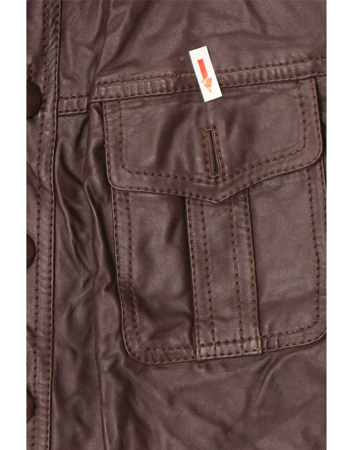 Vintage Mens Leather Jacket UK 36 Small Brown