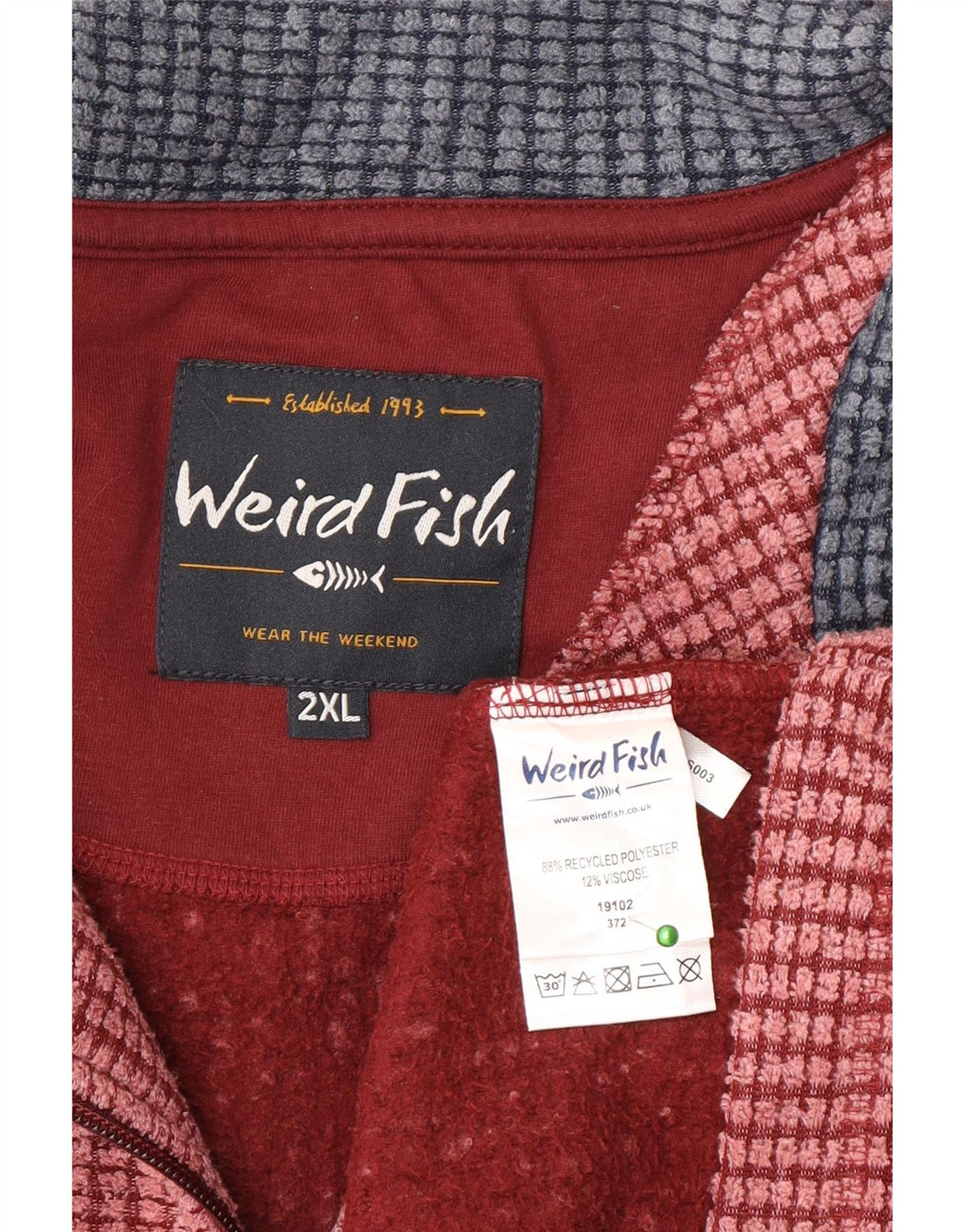 Weird Fish Mens Zip Neck Fleece Jumper 2XL Pink Polyester