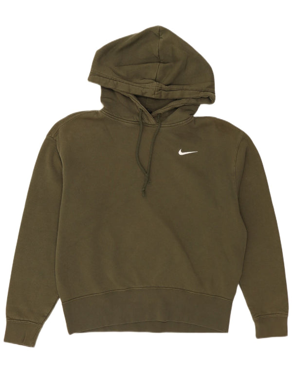 NIKE Mens Loose Fit Hoodie Jumper XS Khaki Cotton