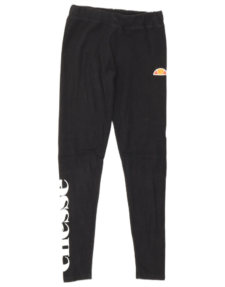 ELLESSE Womens Graphic Leggings UK 8 Small  Black