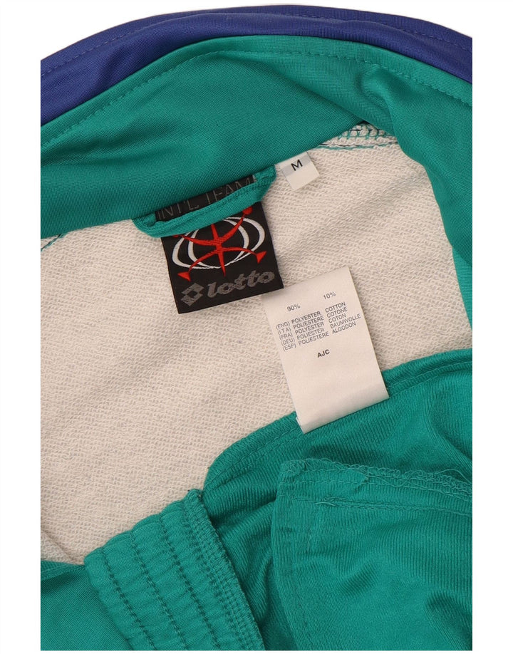 Lotto Mens Tracksuit Top Jacket Medium Green Colourblock Polyester